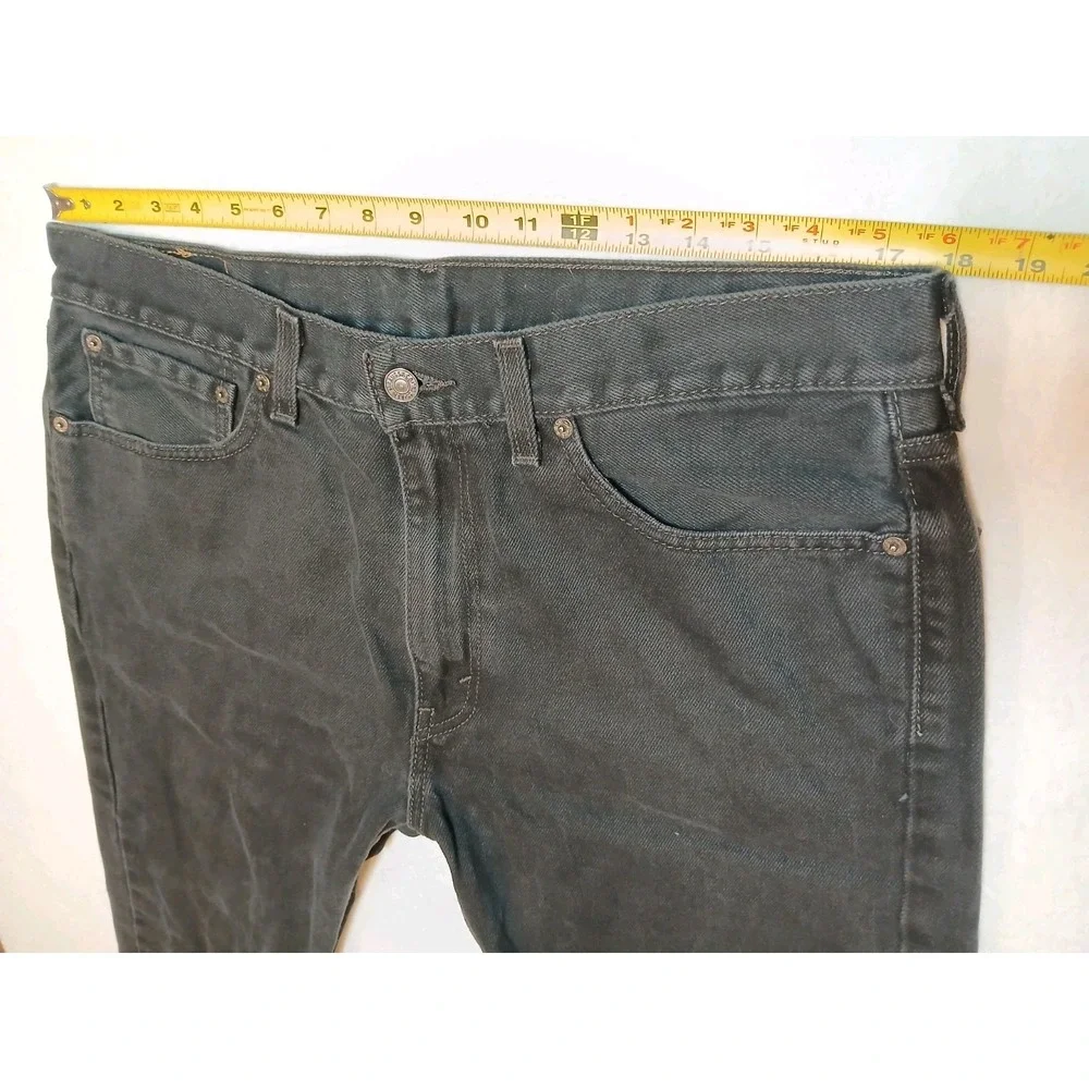 Levis 505 Regular Fit Straight Leg Black Jeans Mens 36x30 WaterLess Denim Pants
